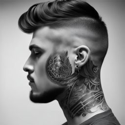 neck tattoos for men design black and white 