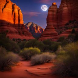 sedona's red rock formations - imagine a mystical night among sedona's iconic red rock formations, where the spiritual energy and natural beauty come alive under the moon. 