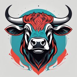 bull tattoo minimalist color design 