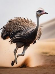 Ostrich Tattoo - Ostrich running at full speed across the savannah  color tattoo design, clean white background