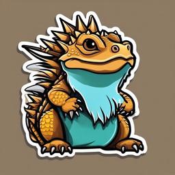 Bearded Dragon cartoon - spiky lizard with a “beard”  cartoon sticker style