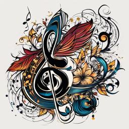 music sheet tattoo  simple vector color tattoo