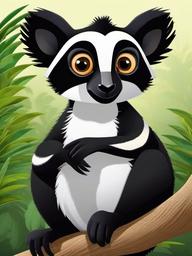 Indri cartoon - large, loud lemur from Madagascar  