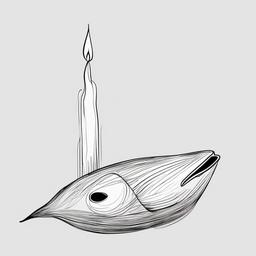 drawing of candlefish  minimal rough sketch scribbles,doodles,black and white