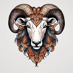aries leo tattoo  simple color tattoo,white background