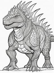 Polacanthus Coloring Pages - Armored Dinosaur with Spikes  black outline printable coloring page