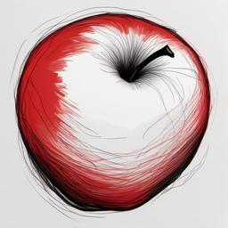 drawing of a red apple  minimal rough sketch scribbles,doodles,black and white