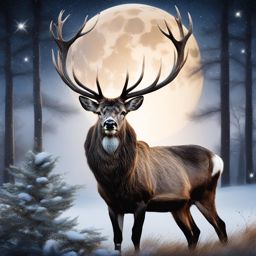 capture the grace and elegance of a majestic stag beneath a starry sky. 