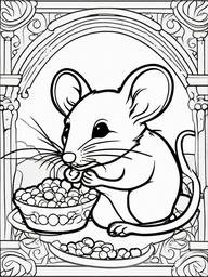 Mouse Coloring Page - Small Cheese Eater  black outline printable coloring page