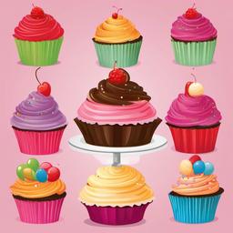 Cupcake clipart - cupcake tower for a birthday party  