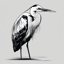 drawing of heron  minimal rough sketch scribbles,doodles,black and white