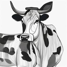 sketch of cow easy  minimal rough sketch scribbles,doodles,black and white