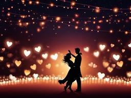 Valentines Day background - Couple dancing under fairy lights on a Valentines night  aesthetic background wallpaper