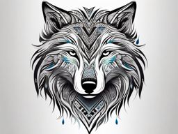 Tribal Wolf,intricate tribal patterns, united to pay homage to the wolf's spirit, symbol of unity and strength. , color tattoo design, white clean background