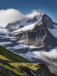 untouched les diablerets peaks - sketch the untouched beauty of les diablerets peaks, part of the swiss alps, with rugged terrain and hiking trails. 