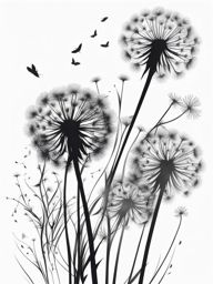 dandelion tattoo black and white design 