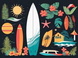 Surfer's Paradise clipart - Paradise for surfers, ,vector color clipart,minimal