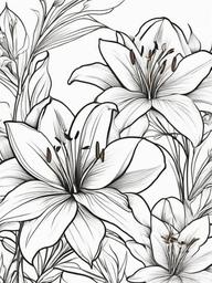 Floral Lilies - Graceful flowers with striking patterns.  outling,coloring pages,black and whit