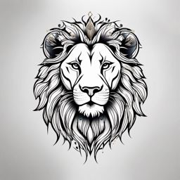 Leo lion tattoo, Tattoos inspired by the astrological sign Leo, represented by the lion. , color tattoo designs, white clean background