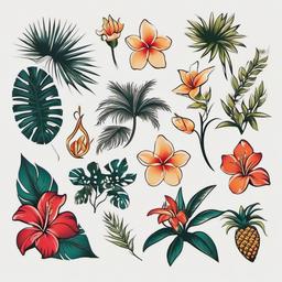 Meaningful Small Hawaiian Tattoos - Explore small tattoo ideas with meaningful symbols rooted in Hawaiian culture for a personal touch.  simple vector color tattoo,minmal,white background