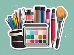 Palette and Art Supplies Sticker - Artist's palette surrounded by various art supplies, ,vector color sticker art,minimal