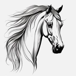 line horse tattoo  simple tattoo,minimalist,white background