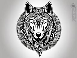 Wolf Tattoo Celtic,wolf design infused with the intricate and mesmerizing art of the Celts. , tattoo design, white clean background