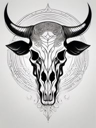 Abstract bull skull swirls tattoo. Spiraling energy of the untamed.  minimalist black white tattoo style