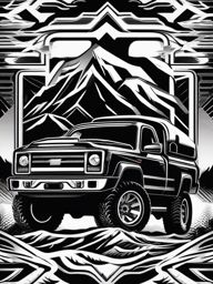 Off-road 4x4 truck design. Symbol of rugged adventure.  minimalist black white tattoo style