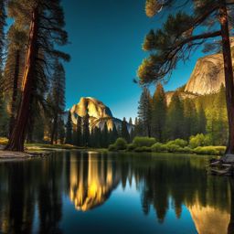 2 Screen Wallpaper - Bring the captivating landscapes of Yosemite National Park to your dual screens, featuring the iconic Half Dome and the tranquil waters of Mirror Lake.  intricate patterns, splash art, wallpaper art