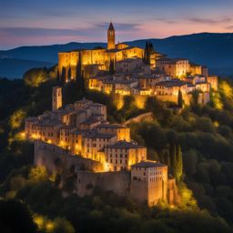 enchanted umbrian hilltown - illustrate the enchanting atmosphere of a lesser-known umbrian hilltown, with winding streets and historic architecture. 