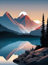 Mountain Peak and Lake Emoji Sticker - Alpine lake at mountain peaks, , sticker vector art, minimalist design