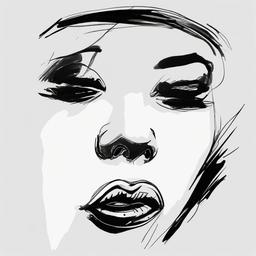 drawing of a mouth with a frown  minimal rough sketch scribbles,doodles,black and white