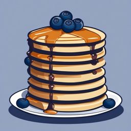 Blueberry Pancake Stack Clipart - A stack of pancakes with blueberries.  color vector clipart, minimal style