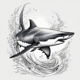 Great white shark  ,tattoo design, white background