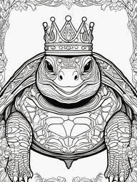 Turtle Coloring Pages - Turtle wearing a crown at a royal ceremony  simple coloring pages