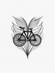 Bicycle Heartbeat Tattoo - Showcase your love for cycling with a tattoo featuring a rhythmic heartbeat line and a bicycle.  simple vector color tattoo,minimal,white background