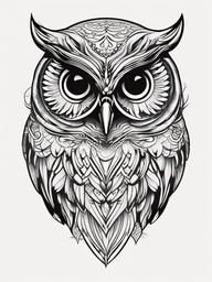 Owl Pics Tattoos - Explore a gallery of captivating owl-themed tattoo pictures.  simple color tattoo,vector style,white background