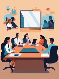 Video Conferencing clipart - Video conferencing and virtual meetings, ,vector color clipart,minimal