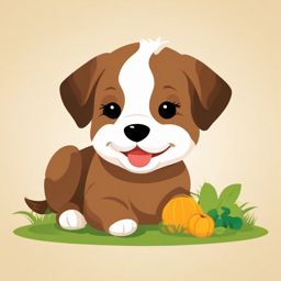 Puppy clipart - Playful farm puppy, ,vector color clipart,minimal