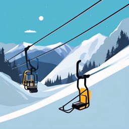 Ski Lift and Snow Emoji Sticker - Up the snowy slopes, , sticker vector art, minimalist design