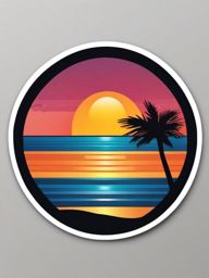 Romantic Beach Sunset Emoji Sticker - Love against the coastal canvas, , sticker vector art, minimalist design