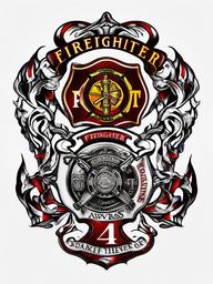 firefighter prayer tattoos  simple color tattoo,white background