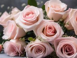 Valentines Day background - Soft pink roses and babys breath arranged in a bouquet  aesthetic background wallpaper