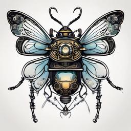 steam punk insect  ,tattoo design, white background