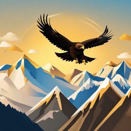 Golden Eagle Soaring in Alpine Skies Emoji Sticker - Aerial mastery above mountain peaks, , sticker vector art, minimalist design