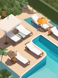 Poolside Relaxation clipart - Relaxed poolside scene, ,vector color clipart,minimal