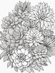 Plant Coloring Pages - Succulent arrangement with intricate leaves  simple coloring pages