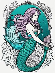 mermaid aquarius tattoo  simple vector color tattoo