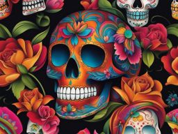 sugar skull tattoo, embracing the vibrant and colorful aesthetics of day of the dead sugar skulls. 